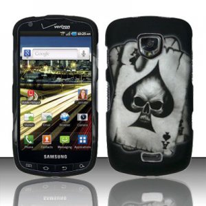 Hard Plastic Rubber Feel Design Case for Samsung Droid Charge i510/i520 - Ace of Spade Skull