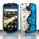 Hard Plastic Rubber Feel Design Case for Samsung Droid Charge i510/i520 - Silver and Blue Vines