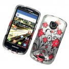Hard Plastic Rubber Feel Design Case for Samsung Droid Charge i510/i520 - Elegance Red Flowers