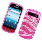 Hard Plastic Bling Rhinestone Design Case for Samsung Admire R720 - Hot Pink Zebra