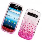 Hard Plastic Bling Rhinestone Design Case for Samsung Admire R720 - Silver Pink Watefall