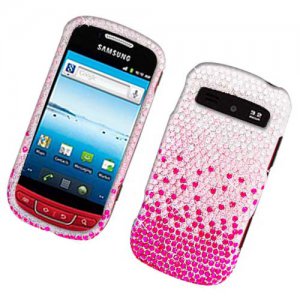 Hard Plastic Bling Rhinestone Design Case for Samsung Admire R720 - Silver Pink Watefall