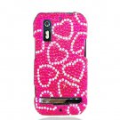 Hard Plastic Bling Rhinestone Design Case for Motorola Photon 4G - Hot Pink Hearts