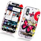 Hard Plastic Rubber Feel Design Case for Motorola Photon 4G - Pink Butterfly