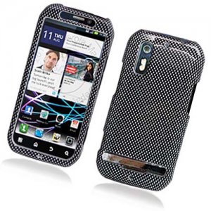 Hard Plastic Rubber Feel Design Case for Motorola Photon 4G - Carbon Fiber