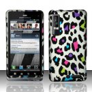 Hard Plastic Rubber Feel Design Case for Motorola Droid 3 - Rainbow Leopard