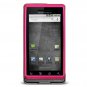 Hard Plastic Rubber Feel Case for Motorola Droid A855 - Hot Pink