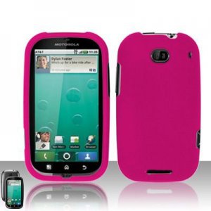 Hard Plastic Rubber Feel Case for Motorola Bravo MB520 - Hot Pink
