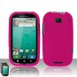 Hard Plastic Rubber Feel Case for Motorola Bravo MB520 - Hot Pink