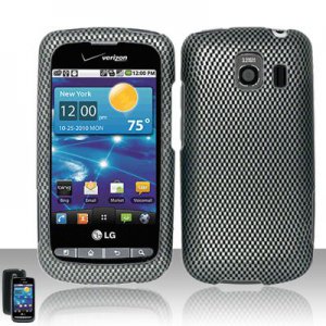 Hard Plastic Rubber Feel Design Case for LG Vortex VS660 - Carbon Fiber