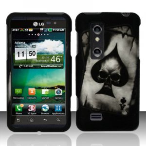 Hard Plastic Rubber Feel Design Case for LG Thrill 4G - Ace of Spade Skull
