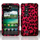Hard Plastic Rubber Feel Design Case for LG Thrill 4G - Hot Pink Leopard