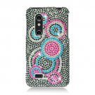 Hard Plastic Bling Rhinestone Design Case for LG Thrill 4G - Colorful Circles