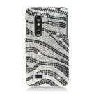 Hard Plastic Bling Rhinestone Design Case for LG Thrill 4G - Silver and Black Zebra