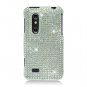 Hard Plastic Bling Rhinestone Design Case for LG Thrill 4G - Silver