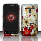 Hard Plastic Rubber Feel Design Case for LG Revolution 4G VS910 - Red and Gold Flowers