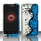 Hard Plastic Rubber Feel Design Case for LG Revolution 4G VS910 - Silver and Blue Vines