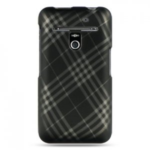 Hard Plastic Rubber Feel Design Case for LG Revolution 4G VS910 - Smoke Diagonal Check