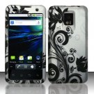 Hard Plastic Rubber Feel Design Case for LG Optimus G2x - Silver and Black Vines