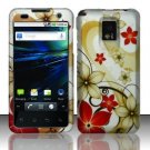 Hard Plastic Rubber Feel Design Case for LG Optimus G2x - Red and Gold Flowers