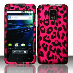 Hard Plastic Rubber Feel Design Case for LG Optimus G2x - Hot Pink Leopard