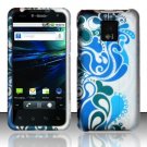 Hard Plastic Rubber Feel Design Case for LG Optimus G2x - Blue and Green Swirls
