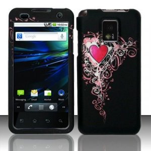 Hard Plastic Rubber Feel Design Case for LG Optimus G2x - Royal Heart