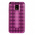 Crystal Gel Check Design Skin Case for LG Optimus G2x - Hot Pink