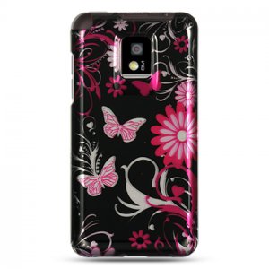 Hard Plastic Design Case for LG Optimus G2x - Pink Butterfly