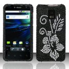 Hard Plastic Bling Rhinestone Design Case for LG Optimus G2x - Black Diamond Flower
