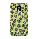 Hard Plastic Bling Rhinestone Design Case for LG Optimus G2x - Green Leopard