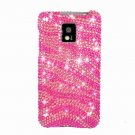 Hard Plastic Bling Rhinestone Design Case for LG Optimus G2x - Hot Pink Zebra