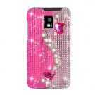 Hard Plastic Bling Rhinestone Design Case for LG Optimus G2x - Pink Pearls and Hearts