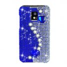 Hard Plastic Bling Rhinestone Design Case for LG Optimus G2x - Blue Pearls and Hearts