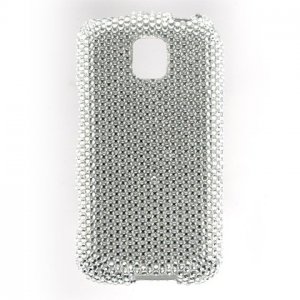 Hard Plastic Bling Rhinestone Design Case for LG Optimus M - Silver