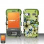 Hard Plastic Rubber Feel Design Case for Huawei M750 - Green Flowers and Butterfly