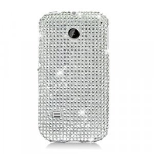 Hard Plastic Bling Rhinestone Design Case for Huawei Ascend II M865 - Silver