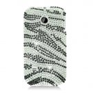 Hard Plastic Bling Rhinestone Design Case for Huawei Ascend II M865 - Silver and Black Zebra