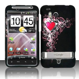 Hard Plastic Rubber Feel Design Case for HTC Thunderbolt 4G (Verizon) - Royal Heart
