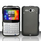 Hard Plastic Rubber Feel Design Case for HTC Status/ChaCha - Carbon Fiber