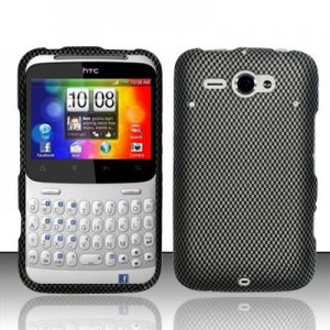 Hard Plastic Rubber Feel Design Case for HTC Status/ChaCha - Carbon Fiber