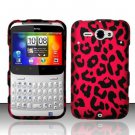 Hard Plastic Rubber Feel Design Case for HTC Status/ChaCha - Hot Pink Leopard