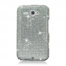 Hard Plastic Bling Rhinestone Design Case for HTC Status/ChaCha - Silver
