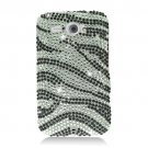 Hard Plastic Bling Rhinestone Design Case for HTC Status/ChaCha - Silver and Black Zebra