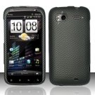 Hard Plastic Rubber Feel Design Case for HTC Sensation 4G - Carbon Fiber