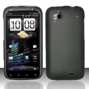 Hard Plastic Rubber Feel Design Case for HTC Sensation 4G - Carbon Fiber