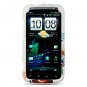 Hard Plastic Rubber Feel Design Case for HTC Sensation 4G - White Autumn Flowers