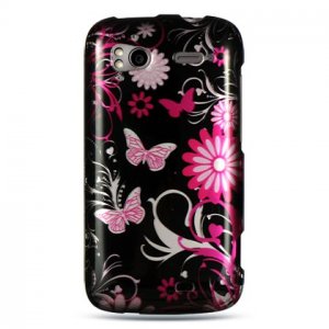 Hard Plastic Design Cover Case for HTC Sensation 4G - Pink Butterfly