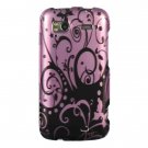Hard Plastic Design Cover Case for HTC Sensation 4G - Purple Swirls