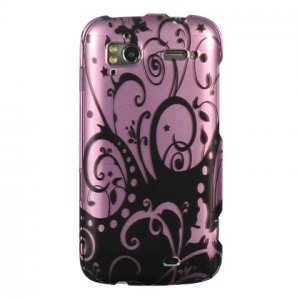 Hard Plastic Design Cover Case for HTC Sensation 4G - Purple Swirls